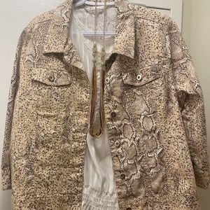 TRADITIONS  Snake print Jean jacket, Size 12